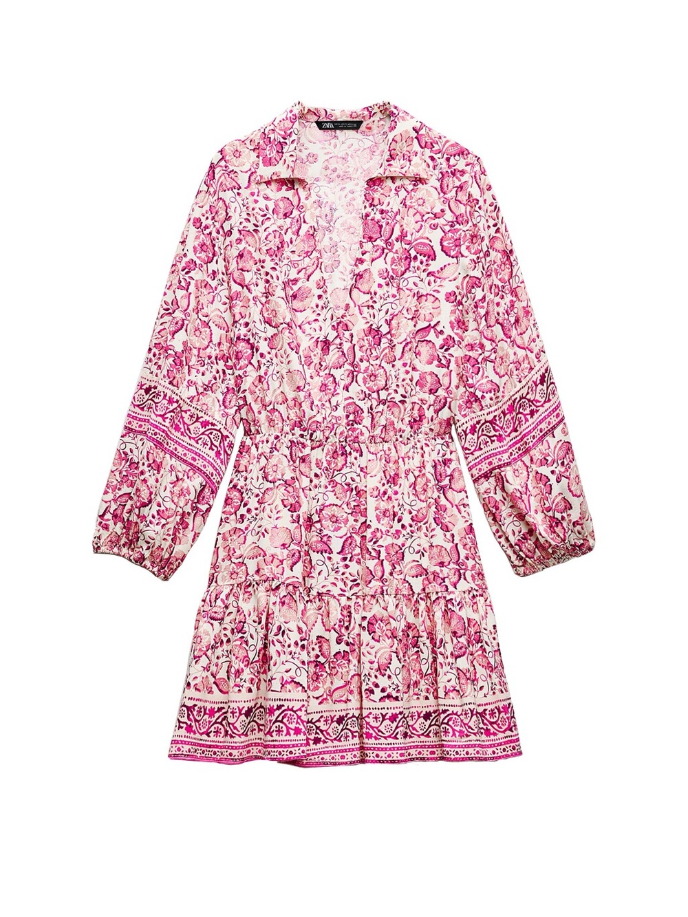 Zara Pink Boho Floral V-Neck Women’s Tunic Dress